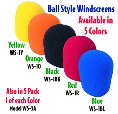 WS-1BK Deluxe Foam Ball Style Microphone Windscreen, Black | Ball Style, Vocal Karaoke Microphone, Performance Plus - color: Black