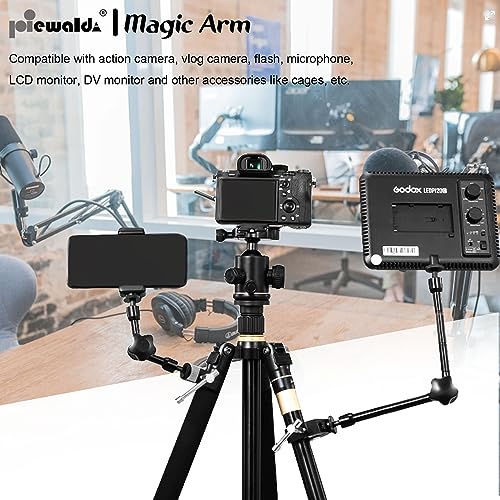 20" Magic Arm Clamp Kit with 1/4" & 3/8" Thread Clamp,Adjustable Friction arm- Articulating arm,with/Phone Clip/Tripod Mount Adapter,for Action Camera/DSLR/LCD Monitor/LED Lights/Cell Phone - color: 20 Inch Frosted Black Magic Arm