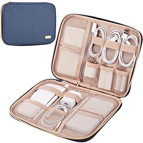 NISHEL Travel Cord Organizer, Electronic Cable Accessories Storage Bag | Compact organizer for chargers, cables, phones, hard drives, USBs and SD cards, ideal for travel and daily use, Aegean-Blue - color: Aegean-Blue