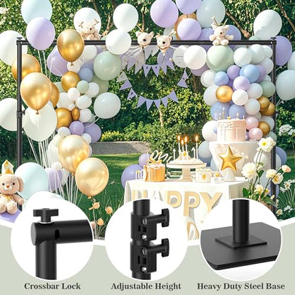 Square Backdrop Stand 6.5x10 ft, Adjustable Photo Backdrop Stand Kit, Heavy Duty Pipe and Drape Photography Background Support with Flat Metal Base for Wedding, Party, Video Studio, Birthday, Black - size: 10x6.5 ft