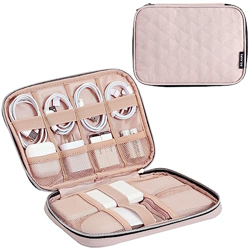 BELALIFE Portable Travel Cable Organizer Bag, Tech Storage Bag for Cord, Charger, Phone, Earphone, Hard Drive, USB, SD Card and Electronic Accessories, Pink - color: Pink