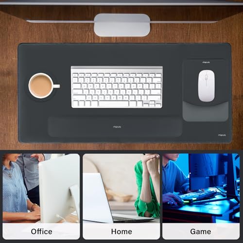 MOSISO Keyboard Mouse Pad Set, Large Gaming Mouse Pad&Rectangular Keyboard Wrist Rest&Mousepad with Wrist Rest&Coaster, Ergonomic Non-Slip&Easy Typing Pad with Curved Silicone Lining, Slate Gray - color: Slate Gray
