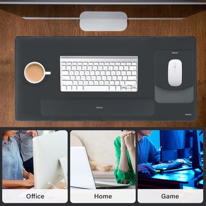 MOSISO Keyboard Mouse Pad Set, Large Gaming Mouse Pad&Rectangular Keyboard Wrist Rest&Mousepad with Wrist Rest&Coaster, Ergonomic Non-Slip&Easy Typing Pad with Curved Silicone Lining, Slate Gray - color: Slate Gray