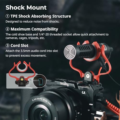 SMALLRIG Shotgun Mic for Camera, Video Microphone for DSLR & for iPhone, Camera Microphone for Sony and for Canon, with Shock Mount, Deadcat Windscreen, Dual Channel for Vlogging and Interview