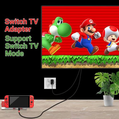 USB C to HDMI Adapter Cable for Nintendo Switch Dock,6FT/1.8M Switch Docking Station for TV with 4K Switch Dock HDMI Cable, 100W Switch Charging Dock- Black with Red, Not for Switch 2