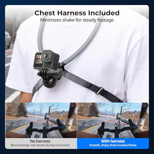 SMALLRIG Neck Mount for Action Camera with Adjustable Chest Strap, 2-Prong Interface Chest Mount for GoPro Hero 13/12/11/10/9, for DJI Osmo 360/Nano/Action 6/5 pro/4/3, for Insta360 Ace Pro 2-5596 - style: for Action Camera