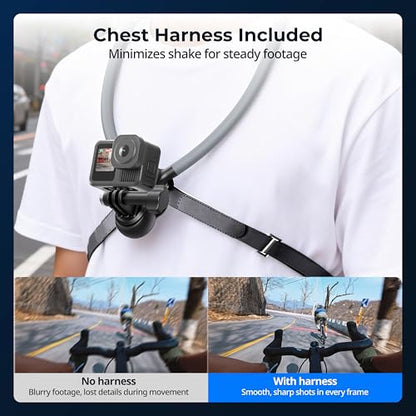 SMALLRIG Neck Mount for Action Camera with Adjustable Chest Strap, 2-Prong Interface Chest Mount for GoPro Hero 13/12/11/10/9, for DJI Osmo 360/Nano/Action 6/5 pro/4/3, for Insta360 Ace Pro 2-5596 - style: for Action Camera