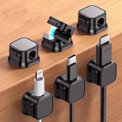 6 Pack Cord Organizer Spring Cable Holder Clips - Desk Cable Management Clips, Adhesive Wire Keeper for Phone Chargers, Nightstand, Wall, Car, and Office -Black - color: Black