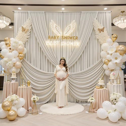 10ftx12ft Wrinkle Free Champagne Backdrop Curtain,2 Panels 12FT Height Wedding Backdrop Drapes,Silky Polyester Back Drop Cloth for Birthday Photography Background Party Backdrop Draping - color: Champagne, size: (W)5ft x (H)12ft (2 Panel)