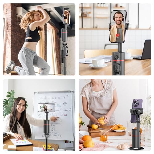 Auto Face Tracking Tripod, No App, Smart Shooting Phone Holder with Remote, 360° Rotation Body Phone Camera Mount with Phone Holder Body Smart Tracking Tripod for Vlog/TIK Tok - color: Black