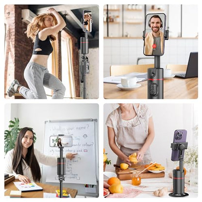 Auto Face Tracking Tripod, No App, Smart Shooting Phone Holder with Remote, 360° Rotation Body Phone Camera Mount with Phone Holder Body Smart Tracking Tripod for Vlog/TIK Tok - color: Black