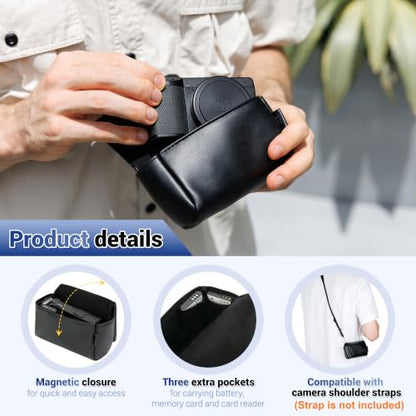 Small Camera Case for Ricoh GR IV GR III SONY RX100 VII SX740 KODAK FZ55 | without Strap,Premium Microfiber Leather, Small Camera Pouch, for CANON SX740 G7XMIII KODAK FZ45 FZ55 H35N LUMIX ZS99 ZS300 - color: PU Digital camera case Black