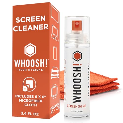 WHOOSH! Screen Shine Go XL - 3.4 fl oz with Microfiber Cloth - Powerful Streak-Free Screen Cleaner Spray and Wipe for MacBook, Laptop, Car, Eyeglasses & Phone - Sleek Bottle for Home, Work or Travel - size: 3.4 fl oz (Pack of 1)