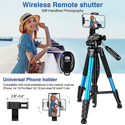 Victiv 72 inch Camera Tripod, Tall Tripod for Camera Cell Phone, Heavy Duty Camera Tripod Stand, Professional Aluminum Monopod, Compatible with Canon Nikon Sony DSLR Cameras - Blue - color: Blue