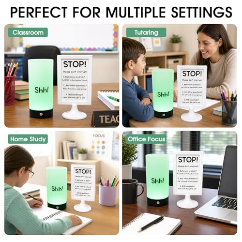 Retisee Classroom Management Tools for Teachers Quiet Classroom Light Interchangeable Desk Sign Teacher Management Kit Noise Control Behavior System Reduce Interruptions