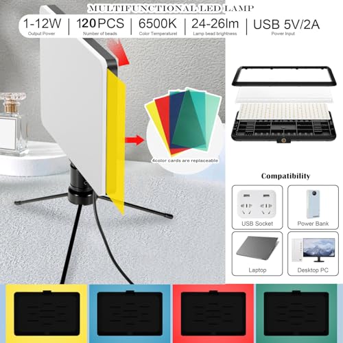 15PCS Black Velvet Flocked Product Photography Backdrops Board with 2PCS LED Lighting Kit Anti-Glare Photo Backdrop for Small Product Food Jewelry Cosmetic. (16x11.5in)