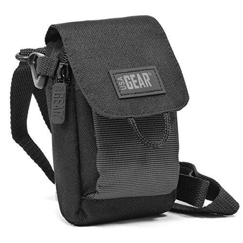 USA Gear Point Shoot Camera Case Compatible with Nikon Coolpix, Canon Powershot Elph 180, Canon G7 X Mark iii, and more - Small Digital Camera Case with Shoulder Strap, Belt Loop, Pocket for SD Card