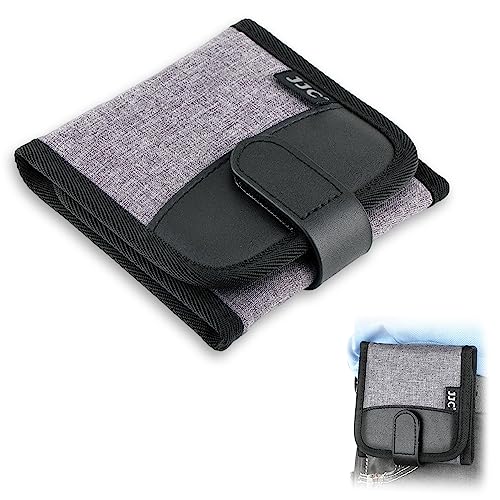 JJC Lens Filter Pouch Case for Circular Filter Up to 82mm (37mm 40.5mm 49mm 52mm 55mm 58mm 62mm 67mm 72mm 77mm), 3-Pocket Lens Filter Wallet Storage Bag with Fasten Belt Loop Design - size: For 3 x Filters up to 82mm