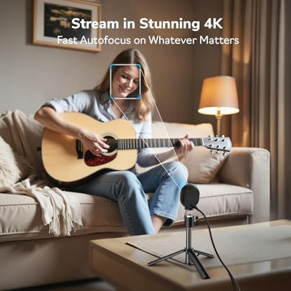 EMEET Piko 4K Webcam for Streaming, World’s 1st Dual-Camera AI-Powered 4K Camera w/AI Autofocus, 3 Mics Array&3 Sound Modes, USB Webcam with Clip, Great for Streaming, Desk Setup - style: Piko w/ 3 Mics 3 Sound Modes