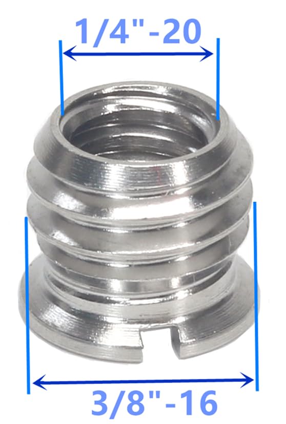 Stainless Steel 1/4"-20 Female to 3/8"-16 Male Convert Screw Adapter (6pcs, 8mm) - color: 6pcs, size: 8mm