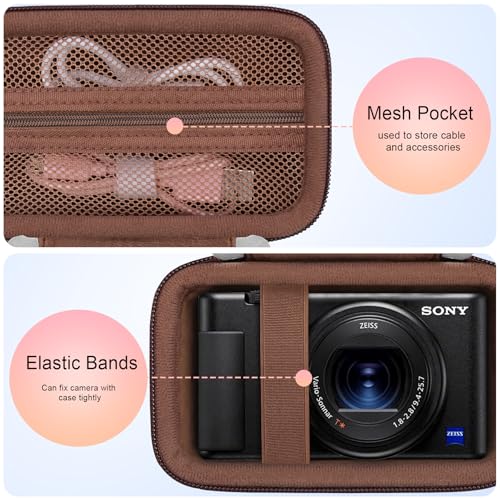 Case for Sony ZV-1F/ ZV-1/ ZV-1 II/Sony RX100 VII/ RX100 III Digital Camera | Sony ZV-1F/ ZV-1/ ZV-1 II/ RX100 VII Digital Camera Carrying Case, Hard Travel Protective Bag, Pocket fits Accessories, Brown - color: Brown