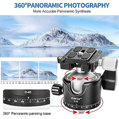 CAVIX Tripod Ball Head with 1/4" Arca Swiss Quick Release Plate Aluminium Tripod Ball Head Mount Large Ball - color: HB46A