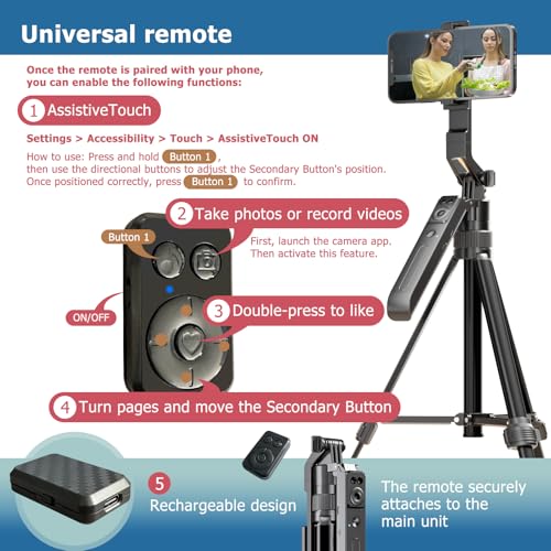 Auto Face Tracking Tripod Vlogging Kit for iPhone and Android Phone with Dual Lights/Dual Wireless Microphone/Multi-Function Remote,Expandable YouTube Starter Kit Content Creator Essentials