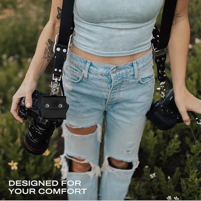 C Coiro Extra Attachments Single and Dual Camera Harness for Camera Bag, Sling Bag, Pouch, Lens Case - color: Black