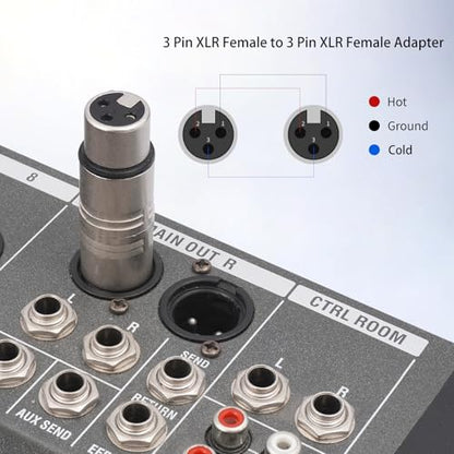 XLR Female to Female Adapter (2-Pack) - Nickel-Plated 3-Pin Microphone Connector Coupler for Professional Audio Equipment, Studio & Live Sound - color: XLR F TO F
