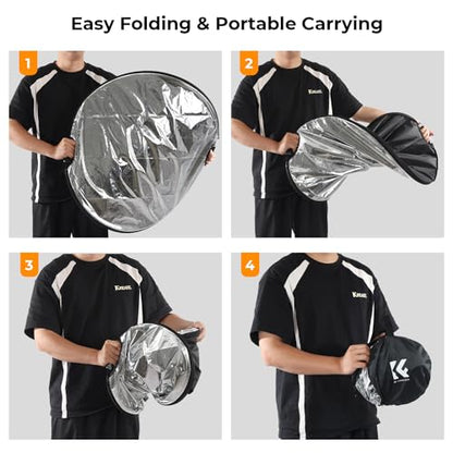 K&F CONCEPT 43''/110cm 5-in-1 Light Reflector with Handle Grip and Bag, Multi Disc Collapsible Portable Photography Diffuser Gold, Silver, White, Black, Translucent for Studio and Outdoor Lighting - size: 43 inches (110 cm)