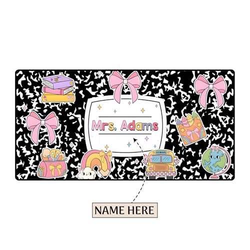 Personalized Teacher Composition Book Deskmat, Composition Book Classroom Decor, Customized Desk Mat for Teachers, Computer Mat Teacher Appreciation Gift, Teachers Desk Decorations - style: Style 4