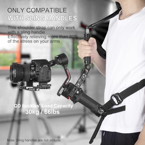 Weight Reducing Adjustable Shoulder Strap, RS4 RS3 Gimbal Shoulder Strap, Gimbal Belt with Baseplate Quick Release QD Buckles, Compatible with Sling Handle for DJI RS 4/RS 4 Pro/RS 3/RS 3 Pro/RS 2 - color: W3207.