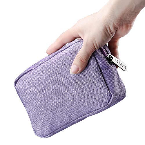 E-Tree Small Makeup Bag, Cosmetic Toiletry Skin Care Make up Little Items Pouch for Purse, Zipper Mini Tech Charger Cable Electronic Organizer Case, Travel Accessories for Women Men Teen, Purple - color: Purple, style: Travel Makeup Bag