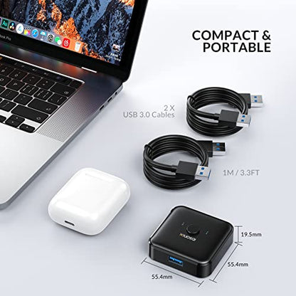 IDsonix USB 3.0 Switch 2 Computers Share 1 Device,1 in 2 Out Or 2 in 1 Out Bi-Directional for Printers/Keyboards/Mice, 5Gbps Plug and Play Switcher, 2pcs A to A 3.3ft Cables,Plastic,Black - style: ABS