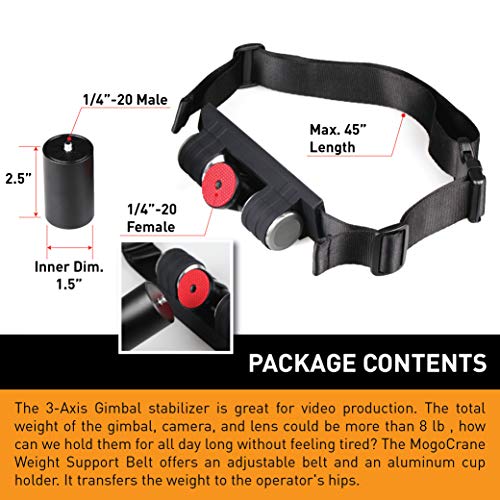 Kamerar MogoCrane Belt Kit, Weight Support for Single Handed Gimbal Stabilizer, DJI Ronin-S, Zhiyun Crane 2, Crane Plus, Moza Air 2, AirCross, Hold the Gimbal Easier and Longer