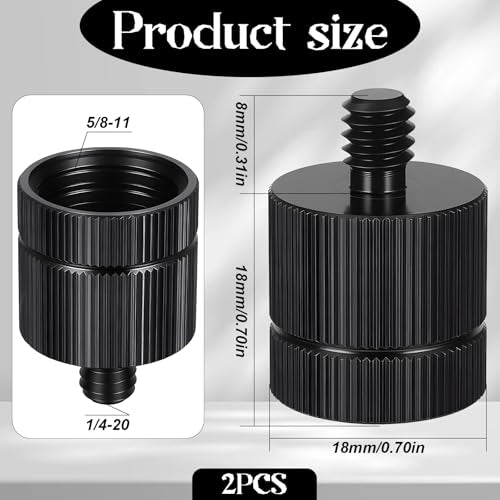 2 PCS Tripod Adapter Laser Level Tripod Conversion Adapter 5/8-11 Female to 1/4 Male, Camera Tripods Adapters, Mic Screw Adapters for Photography Equipment（Black）