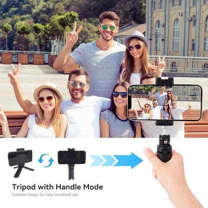 Mini Tripod with 360°Ball Head & Phone Mount, Portable Travel Tabletop Tripod, Selfie Stick Handle Grip with 1/4" Screw, Mini Vlog Tri pod for D Jl Pocket 3/Go Pro 13/iPhone/Android (SJ015)