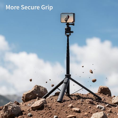70" Selfie Stick Tripod for Gopro Action Camera, Lightweight Phone Tripod Stand with Wireless Remote & Phone Holder, Compatible with iPhone, GoPro, DJI, Insta360