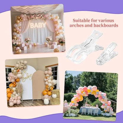 succulentlovers 22 Pcs Balloon Arch Clips, Clear Spring Clamps Kit for Backdrop Stand, Lightweight Balloon Arch Clamping Clip for Birthday Wedding Party Photography Studio Craft Decoration Accessories