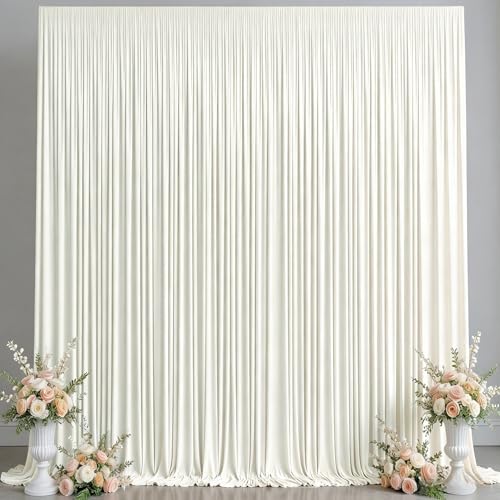 10x10FT Backdrop Curtains with Rod Pockets - Wrinkle Free Photo Stage Backdrop 2 Panels Curtains Drapes for Photography Wedding Party Baby Shower Decorations (Ivory) - color: Ivory, size: W5' x H10'(2 panels)