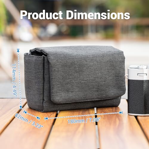 KIWIFOTOS Travel Camera Case for Fuji X100VI/PowerShot V1 Oxford | without strap, Fits X100VI/X-E5+23/27mm lens & PowerShot V1. Anti Scratch, magnetic flap, soft lining, rear zipper pocket - color: Oxford Camera Case Gray