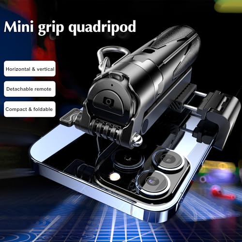 Mini Selfie Stick Tripod, Extendable Grip Phone Tripod with Detachable Remote Pocket Size, 4-in-1 Mini Phone Grip, 10m Wireless Shutter, Vlog Livestreaming Photography （Black） - style: Black