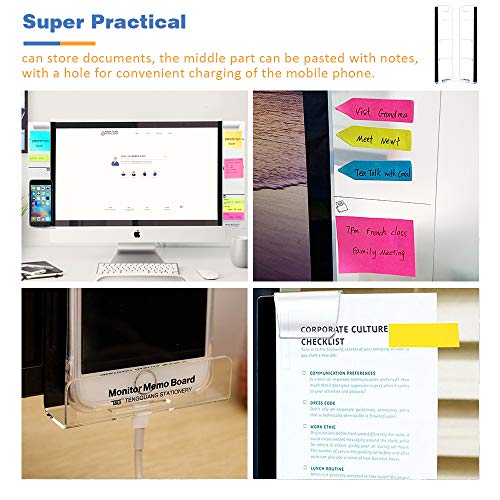 Barelove 2 Pack Monitor Memo Board (Left & Right) + Sticky Notes, Office Desktop Computer Students Accessories Multifunction Acrylic Screen Message Pad Side Panel - style: Left & Right