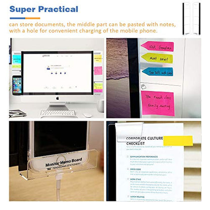 Barelove 2 Pack Monitor Memo Board (Left & Right) + Sticky Notes, Office Desktop Computer Students Accessories Multifunction Acrylic Screen Message Pad Side Panel - style: Left & Right