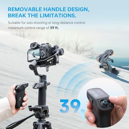 FeiyuTech SCORP Mini 3 Pro Gimbal Stabilizer/AI Tracking 4.0&Detachable Smart Handle|Holds Mirrorless Cameras,Smartphones,Action Cam up to 4.4lbs|Wireless Control,No App Gestures,Cooling Mount