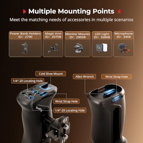 SmallRig Aluminum Camera Side Handle with NATO Clamp, Universal Ergonomic Side Handgrip with 36mm Vertical Adjustment, NATO Rail Included - style: NATO Side Handle