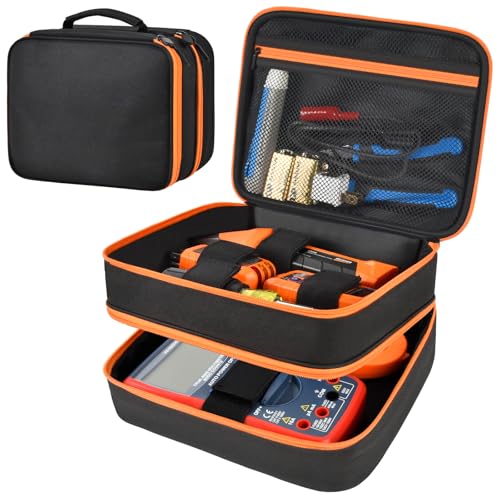 Electrical Tester Case Bag for Klein Tools ET310/RT250 | Nylon, Mesh, Adjustable Strap, Cotton Padding & Soft Lining, Organized Storage, Secure Foldable Lid & Sturdy Zipper - Black - color: Black