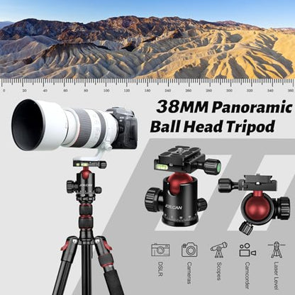 JOILCAN Tripod for Camera, 81" Aluminum Camera Tripod Monopod for DSLR, Heavy Duty Travel Tripods for Spotting Scope Binoculars Laser Level, Payload 35Lb - color: Rose
