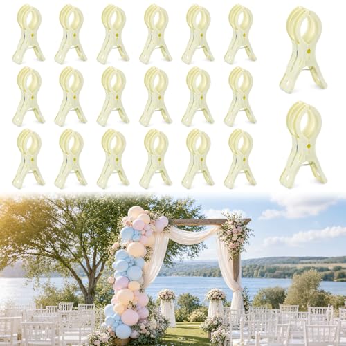 EMART 20 Pack Balloon Arch Clips Plastic Beige Large Towel Clips 3.5 Inch Heavy Duty Spring Clamps for Backdrop Stand Balloon Arch Kit Birthday Decoration Crafts Woodworking Photography Studios - color: Beige