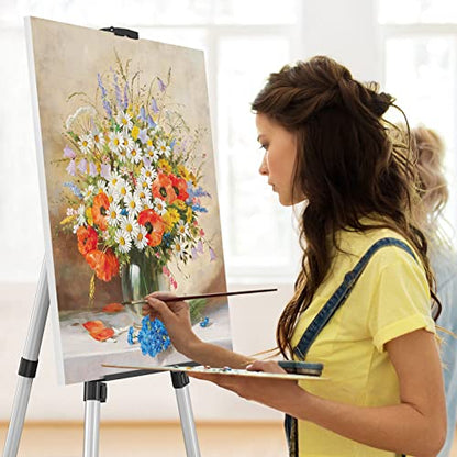 Art Painting Display Easel Stand - Portable Adjustable Aluminum Metal Tripod Artist Easel with Bag, Height from 17" to 66", Extra Sturdy for Table-Top/Floor Painting, Drawing, and Displaying, Silver - style: Silver - 1pack